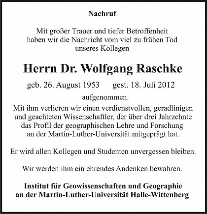 Nachruf Dr. Raschke